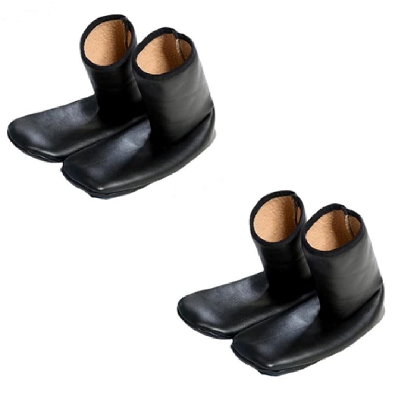 FabNext-2Pair Kids Boy's& Girls Faux Leather Socks/Room Socks Slippers Home Soft-soled Shoes Boots Booties fit for 3-4 Year