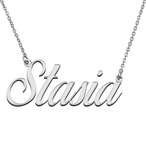 GR859C Custom 18K Gold Plated Necklace with Name Stasia for Women