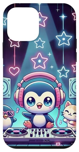 iPhone 12 mini Chibi Kawaii Penguin DJ Pink Headphones Case
