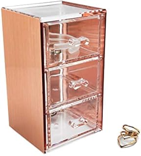 Moosy Life ML11 Rose Gold Small Organiser, 3 Layer Drawer, Moonlight Series
