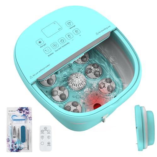 Collapasible Foot Spa Bath Massager with Heat, Pedicure Foot Spa with Bubbles/Timer/Temperature...