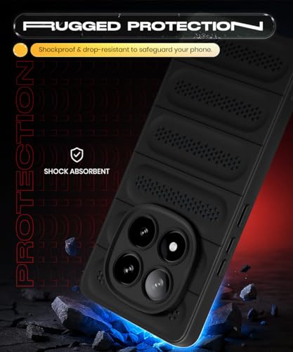 Image of WOW IMAGINE Ultimate Silicone Back Cover Case for Redmi Note 14 Pro 5G | Poco X7 5G | Heat Dissipation Thin Soft TPU | 360 Camera Protection | Breathable Cooling Holes - Pitch Black