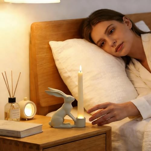 Bougies de Pâques de table lapin en résine pour décoration de cheminée chic - 7