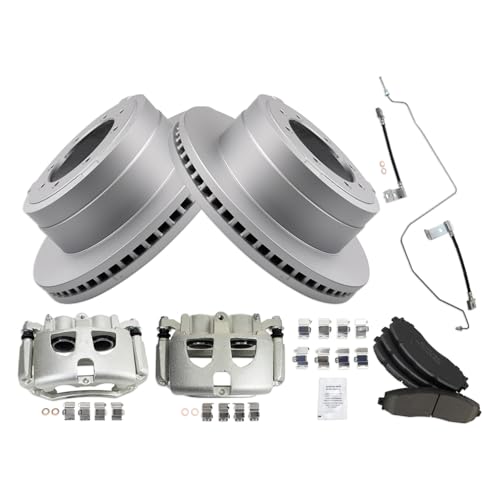 Image of TRQ Brake Pad & Rotor Kit Premium G-Coated Ceramic Compatible with 2017-2019 Ford F-350 Super Duty