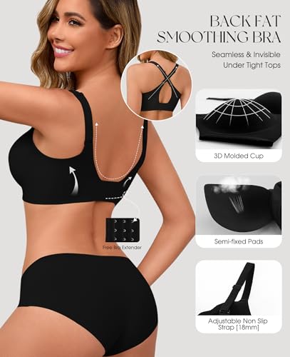Image of LXOXL Wireless Bras for Women No Underwire Seamless Push Up Full Coverage Everyday Bra Comfortable Supportive Tshirt Bralette