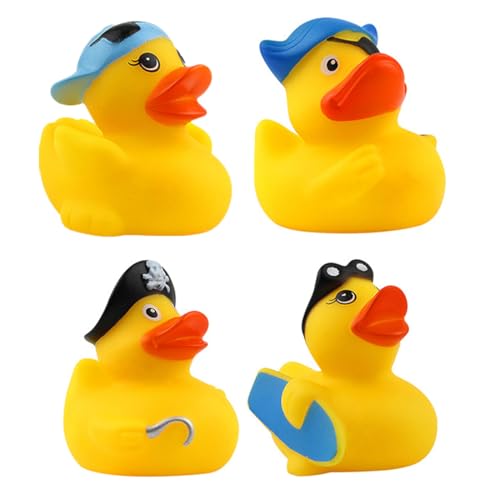 XPEX 4 piezas patos de goma Patitos de Goma Baño Coloridos Patos de Goma Bañera Bebe Bonitos Juguetes de Pato de Baño para la bañera, juguetes de baño（B）