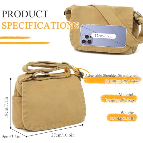 Boziee Petit sac à bandoulière en toile pour femme, kaki – vue 4