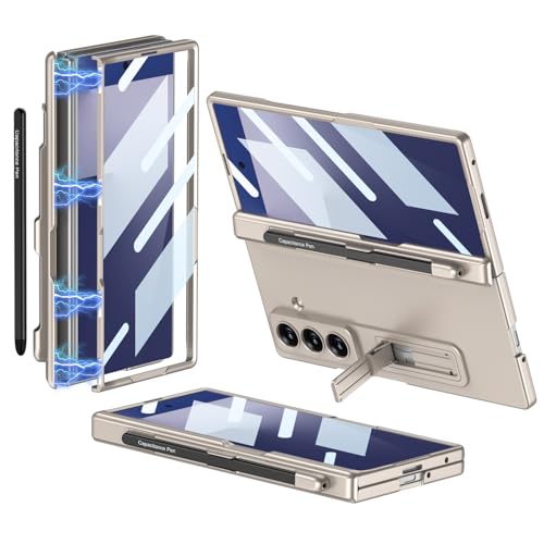 Coque magnétique Samsung Z Fold 7 anti-choc avec béquille et porte-stylet complet