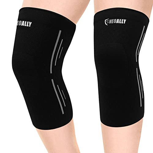 NeoAlly® - Compression Knee Sleeve for Women and Men, Knee Support Sleeve to Reduce Swelling and Improve Mobility, Sports Knee Sleeve for Knee Pain, Black & Grey, Medium