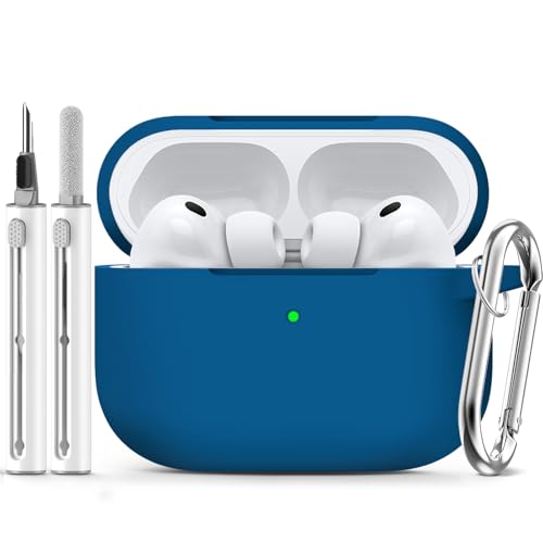 Image of Ljusmicker for AirPods Pro 3 Case 2025 with Cleaner Kit,Soft Silicone Protective Cover for Apple AirPods Pro 3rd Generation Cases for Women Men,for AirPod Pro 3 Cover with Keychain-Lake Blue