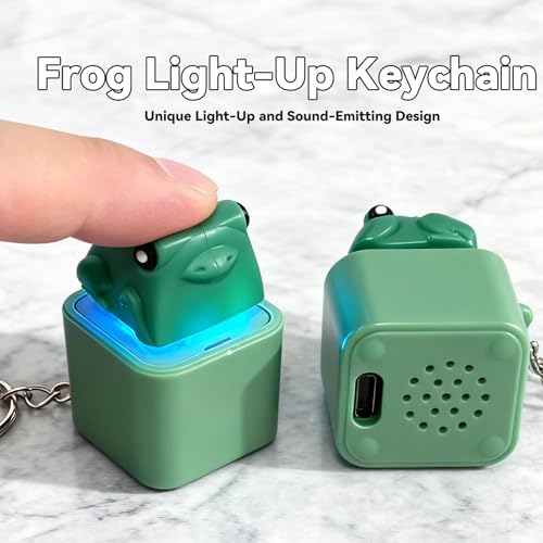 Image of Frog Croaking Fidget Toy, Frog Croaking Keychain With Sound LED lights, Keyboard Clicker For Stress Relief Fun Gifts