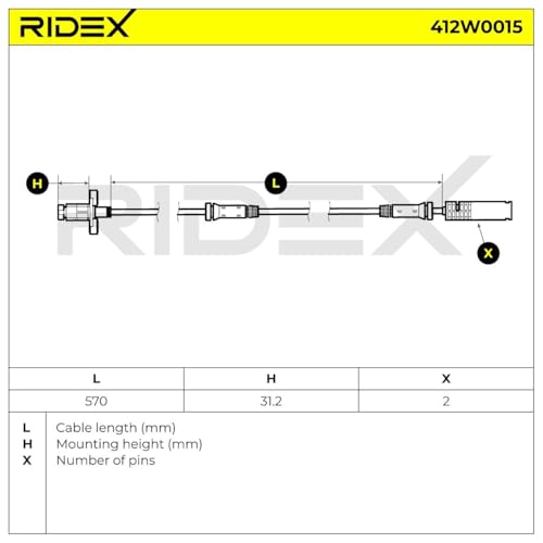 RIDEX Sensore ABS BMW 412W0015 0025723,1165534,34520025723 Sensore ESP,Sensore Giri Ruota,Sensore, N° giri ruota 34521165534,34526756375,6756375 - 6
