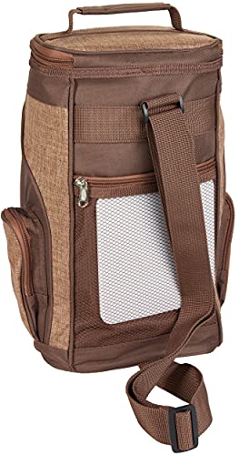 BRUBAKER Kühltasche für 2 Flaschen Wein und Champagner bis 1,5 l, gepolsterte Weinkühltasche - Picknicktasche isoliert, Thermotasche - tragbar mit Henkel