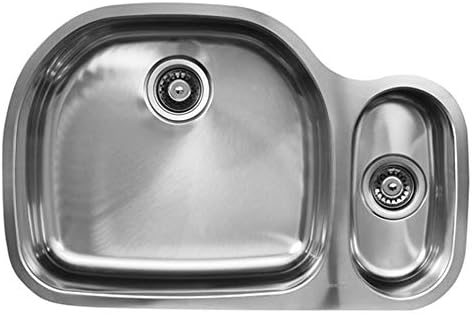 Ukinox D537.80.20.10L Modern Undermount Double Bowl Stainless Steel Kitchen Sink