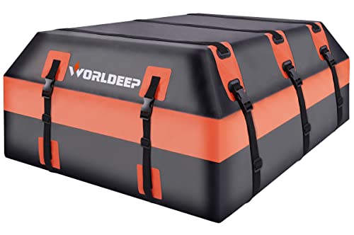 Rooftop Cargo Carrier,16 Cubic Feet Soft-Shell Rooftop Cargo Bag, Car Topper Luggage Carrier Waterproof With Anti-Slip Mat For All Vehicles With/Without Rack,Includes 6 Door Hooks #TOP4