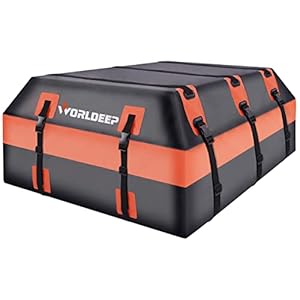 Rooftop Cargo Carrier,16 Cubic Feet Soft-Shell Rooftop Cargo Bag, Car Topper Luggage Carrier Waterproof with Anti-Slip Mat for All Vehicles with/Without Rack,Includes 6 Door Hooks