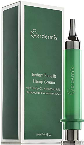 Verdermis Instant Facelift Cream With Hemp Oil, Hyaluronic Acid, Vitamins A,C,E, And Peptides. Non-Invasive. Instant Results. #TOP2