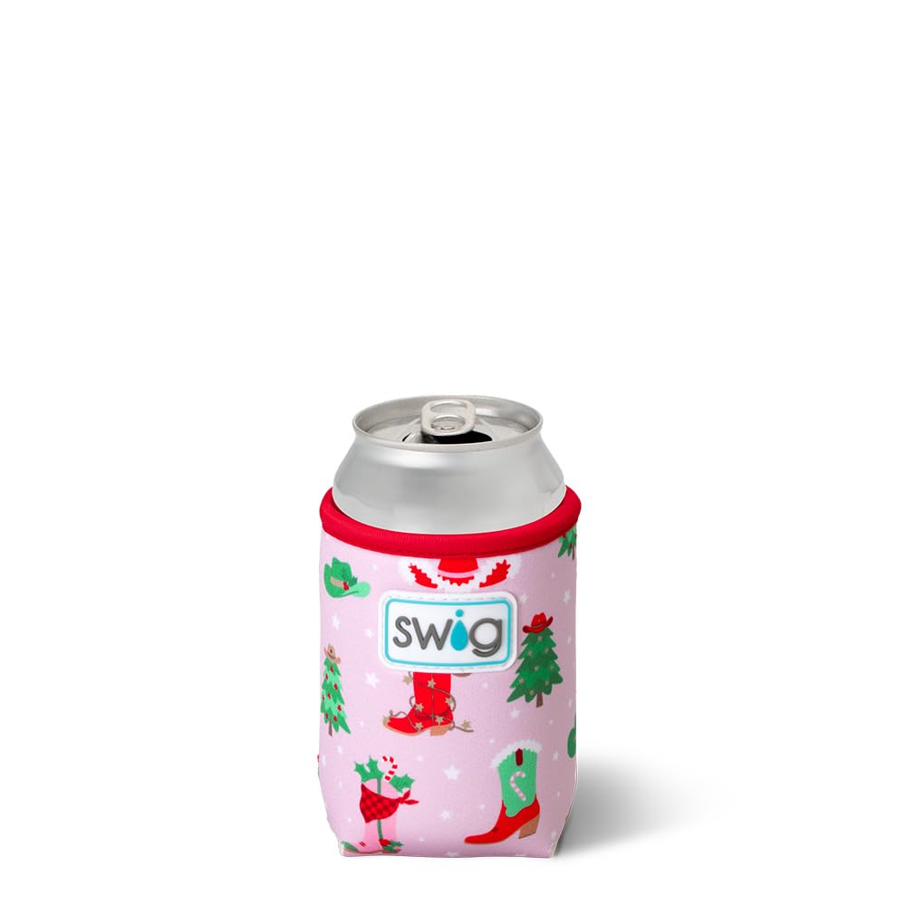 Swig Life Standard Can Coolie, 12oz Can Holder, Neoprene Insulated Can Cooler with Pocket, Can Covers for Standard 12 oz Beer Bottles, Beach Accessories for Women (Howdy Holidays)