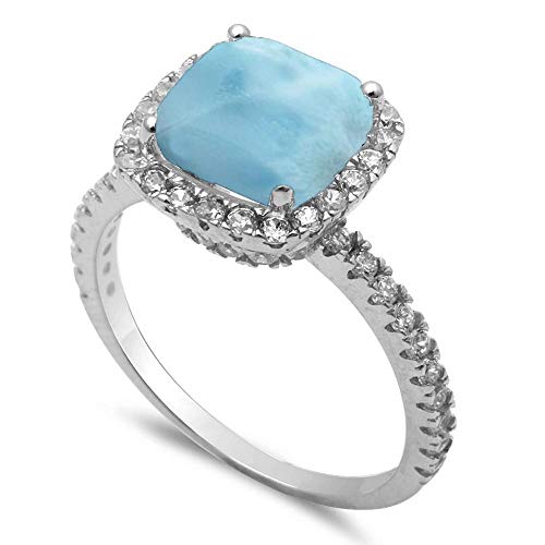 CloseoutWarehouse Larimar Cubic Zirconia Square Basket Ring Sterling Silver