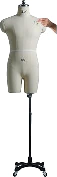 Human Body Drawing Mannequin Male Sewing Mannequin Adjustable Height, Tailor Dressmakers Dummy on WheelsWhite,XL-100