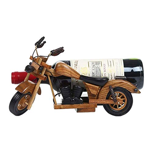 Soporte para botella de vino estilo motocicleta de madera miniatura 1