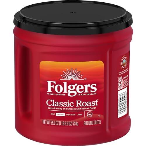 Folgers Classic Roast Ground Coffee, Medium Roast Coffee, 25.9 Ounce Canister