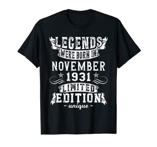 Cumpleaños Noviembre 1931 Edición Limitada Regalo Vintage Camiseta