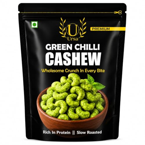 Image of Ursa U Premium Roasted Green Chilli Cashew, 100g, Gluten Free, No Added MSG, Rich in Protein and Healthy Fats, Zero Trans Fat, Zero Cholesterol