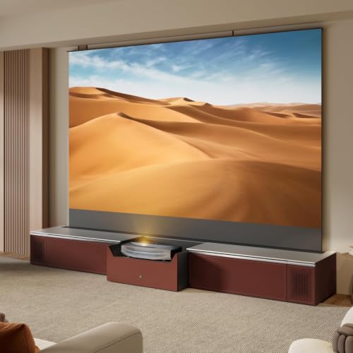 Image of AWOL Aetherion Max 4K 3D UST projector & 120 inch Motorized ALR Floor Rising Projector Screen & 120 inch Vanish TV Cabinet Bundle(Aetherion Max&ALR-F220&VTVC-120)