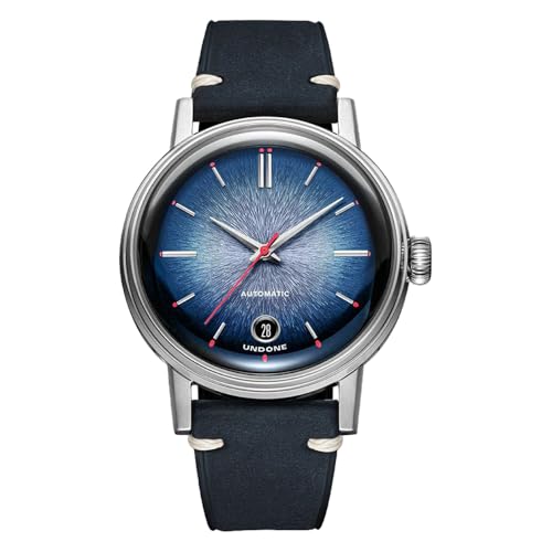 Montre homme automatique en acier poli et verre saphir inrayable avec son cadran bleu émaillé