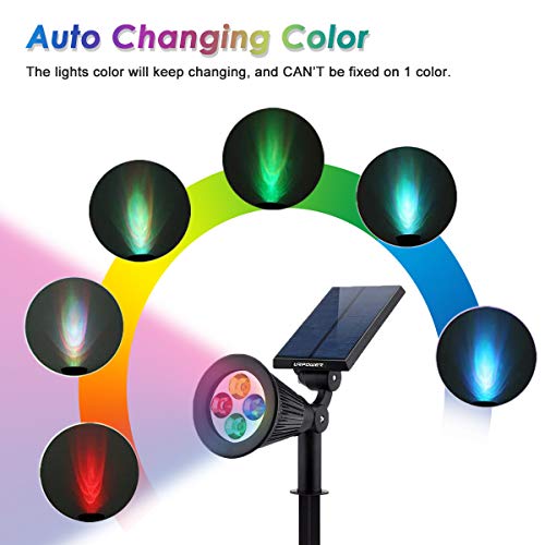 Urpower Solar Lights 2-In-1 Solar Powered 4 Led Adjustable Spotlight Wall Light Landscape Light Bright And Dark Sensing Auto On/Off Security Night Lights For Patio Yard Driveway Pool… (Multi-Colored) #TOP6