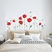 decalmile Wandtattoo Mohnblume Blume Rote Wandsticker Pflanzen Schmetterling Wandaufkleber Schlafzimmer Wohnzimmer Küche Wanddeko
