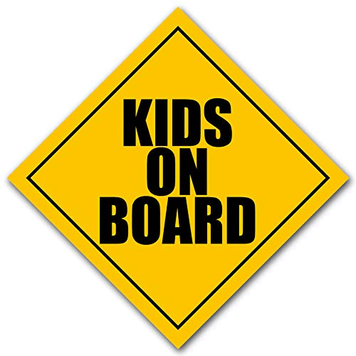 Magnetic Kids On Board Caution Sign Shaped Magnet (Safety Children in Vehicle Drive Cars, Trucks, Busses (5 x 5 inch)