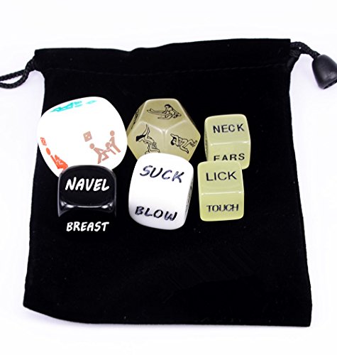 Amazing Mall 6 Dados de Juego con Bolsa de Terciopelo (de los cuales 3 Brillantes), Adecuado para Fiestas