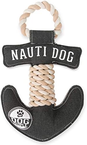 Pavilion Gift Company Pavilion-Nauti Anchor 13 Inch Large Tug of War Rope Sturdy & Durable Canvas Dog Toy, Grey