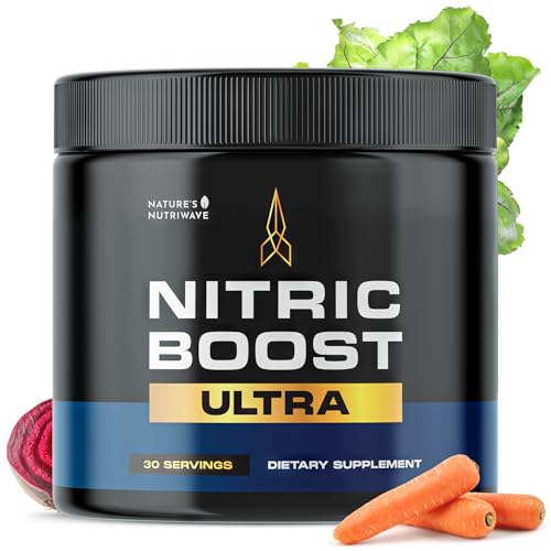 Natures NutriWave Nitric Boost Ultra Powder - Made in the USA GMP-Certified Non-GMO Non-Habit Forming Formula - 30 Servings 1 Month Supply