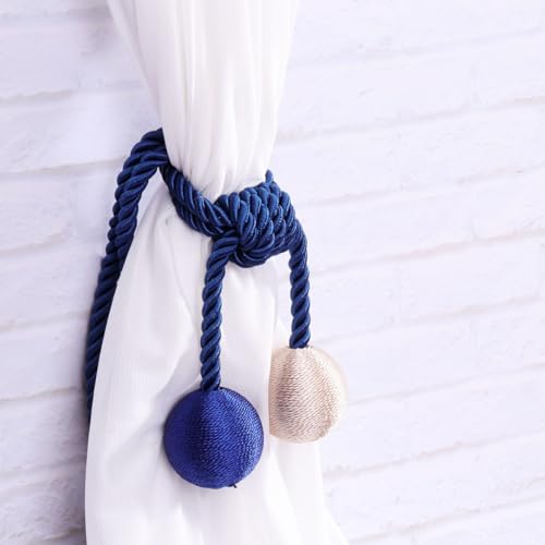 Correa de cortina doble bola azul bicolor para salon y dormitorio 4