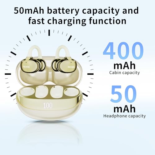 Image of PEICHENG Earbuds Wireless Bluetooth Earphones, 5H Playback 50mAh+400mAh Power Case with Digital Display (Beige)