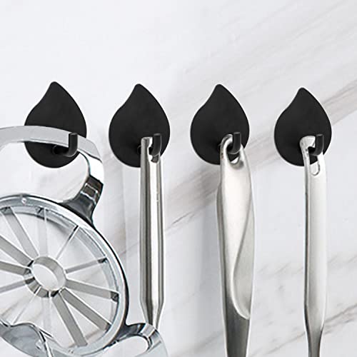Ganchos de toalla de té autoadhesivos para baño, ganchos de pared resistentes sin uñas, paquete de 4 soportes adhesivos de acero inoxidable negro para colgar utensilios de cocina de baño Cover