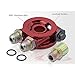 AJP Distributors Upgrade JDM Universal 3/4-16 UNF Car Engine Oil Filter Cooler Relocator Sandwich Adapter Plate Kit 10AN AN10 Fitting + Thermostat Control Aluminum Anodized Red