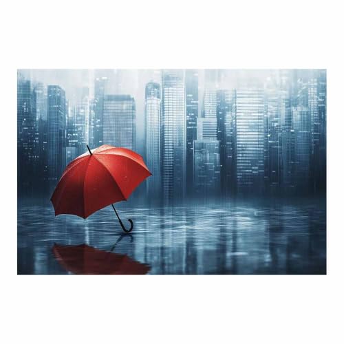 Art mural paysage abstrait rouge toile retro city pour deco chambre garcon et salon 40x60cm