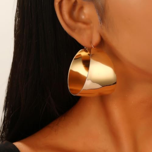 Thick Gold Hoop Earrings Wide Large Big Hoop Earrings for Women Chunky Hoops Statement Earring Trendy 2025 Jewelry Gifts3