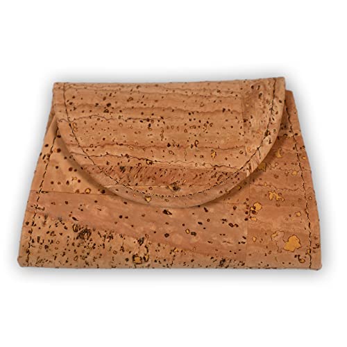 Cleverbrand Portefeuille en liège pour homme et femme - Petit portefeuille - Porte-monnaie minimaliste - Petit format - Fermeture par bouton pression - Fabriqué au Portugal, marron, s, Minimaliste Cover