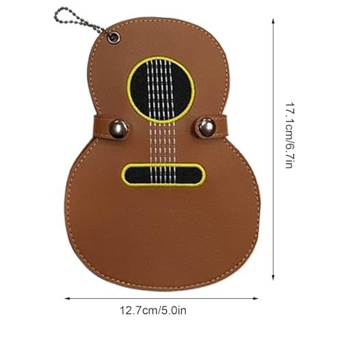 Generisch Gitar penası kutusu, 17 bölmeli düzenleyici anahtarlık, saklama kutusu, gitar penası için suni deri anahtarlık, müzik severler için e-bas ukulele çalanlar için, Kahverengi, Siehe