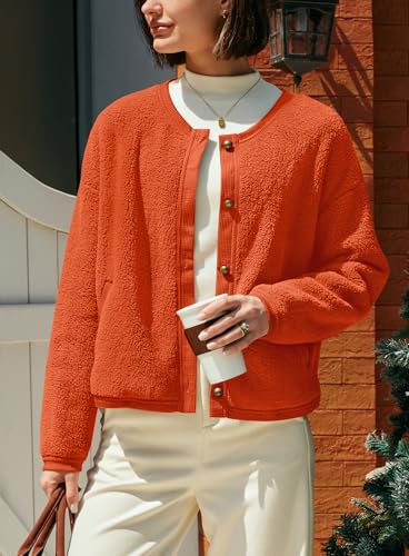Image of Yanekop Womens Sherpa Jacket Button Down Fleece Winter Coat Fuzzy Jackets Chunky Cardigan Sweaters Open Knit Sweater