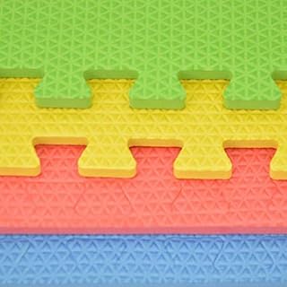 AJX Large Soft Foam EVA Kids Floor Mat Extra Thick Interlocking Multi Color Red Yellow Blue Green EVA Soft Foam Exercise Floor Mats 60x60x1.2cm (16 Mats (64 Square Feet))
