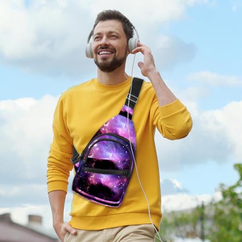 Mochila cruzada morada e impermeable ideal para ciclismo y senderismo cómodo 3