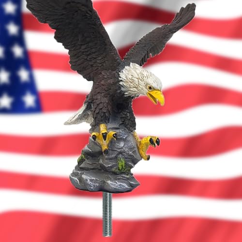 Etzeaxus Eagle Flag Pole Topper Eagle for Flag Pole Top Bald Eagle Flag Topper Durable Resin Construction Flying Design & Hand-Painted