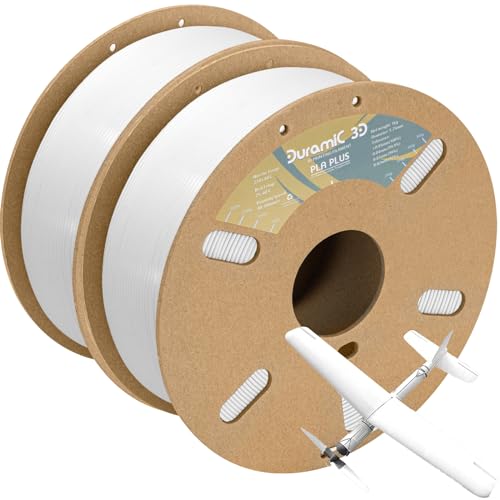 Image of DURAMIC 3D PLA+ Filament 1.75mm 2Kg White, PLA Plus Filament 2 Pack 1kg Spool(2.2lbs) Tougher and Stronger, Dimensional Accuracy Probability + /- 0.02mm | PLA Pro Tougher and Stronger, Dimensional Accuracy Probability + /- 0.02mm 2Pack White