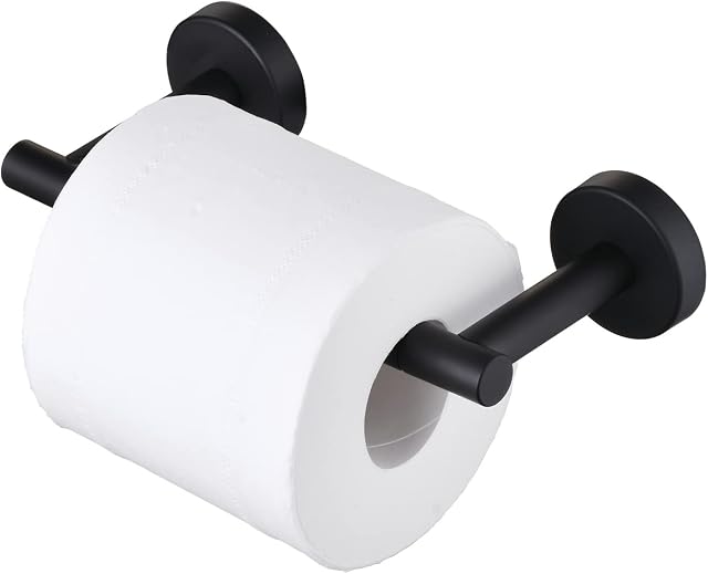 NEWRAIN Toilet Roll Holder, Bathroom Toilet Roll Holder Wall Mounted, Tissue Roll Holders Loo Roll Holder Matte Black